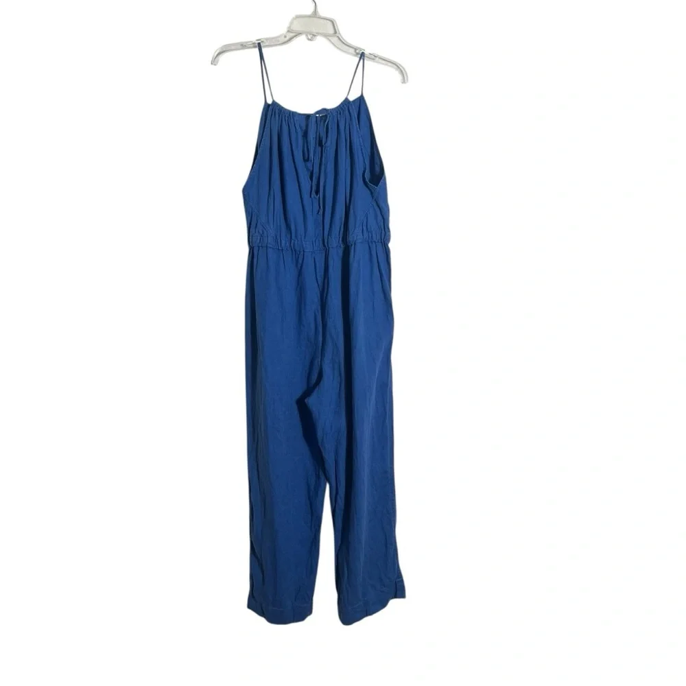 EVERLANE The Linen Shoestring Jumpsuit in Lapis Blue